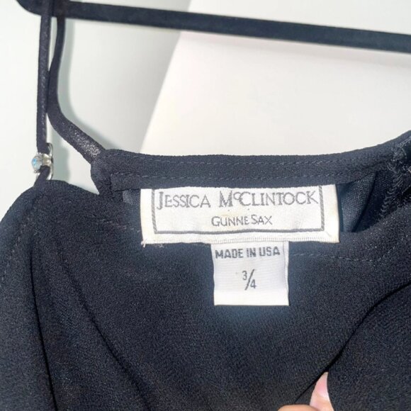 90s Gunne Sax Asymmetrical LBD with Rhinestones - Picture 3 of 5